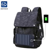 wholesale fashion camo solar battery backpack with USB port